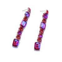 Rhinestone Earring, Tibetan Style, plated, fashion jewelry & for woman & with rhinestone, more colors for choice, nickel, lead & cadmium free, 14x83mm, Sold By Pair