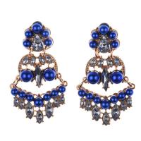 Mode-Fringe-Ohrringe, Zinklegierung, mit Kunststoff Perlen, goldfarben plattiert, Modeschmuck & für Frau & mit Strass, keine, frei von Nickel, Blei & Kadmium, 32x60mm, verkauft von Paar
