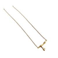 Naszyjnik ze stali tytanu, Titantium stali, ze 5cm przedłużeniami łańcuszka, Bambus, biżuteria moda & dla kobiety, złoty, 26x2.40mm, długość 37.8 cm, sprzedane przez PC