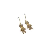 Cubic Zirconia Micro Pave Brass Earring Bear gold color plated fashion jewelry & micro pave cubic zirconia & for woman gold nickel lead & cadmium free Sold By Pair
