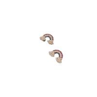 Cubic Zirconia Micro Pave Brass Earring Rainbow gold color plated fashion jewelry & micro pave cubic zirconia & for woman multi-colored nickel lead & cadmium free Sold By Pair