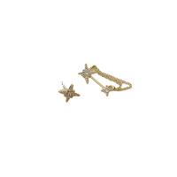 Cubic Zirconia Micro Pave Brass Earring, Cross, gold color plated, fashion jewelry & micro pave cubic zirconia & for woman, golden, nickel, lead & cadmium free, 10.6x12.7mm,21.5x9.3mm, Sold By Pair