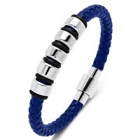 PU Leather Cord Bracelets with 316L Stainless Steel polished fashion jewelry & Unisex 6mm Sold By PC