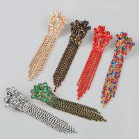 Boucle d'oreille strass, alliage de zinc, bijoux de mode & pour femme & avec strass, plus de couleurs à choisir, 109x31mm, Vendu par PC