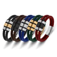 PU Leather Cord Bracelets, with 316L Stainless Steel, Vacuum Ion Plating, Double Layer & fashion jewelry & different length for choice, more colors for choice, 12mm, Sold By PC