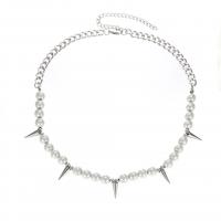 Titanstahl Halskette, mit Kunststoff Perlen, mit Verlängerungskettchen von 4inch, mit Nietstollen & unisex, originale Farbe, Länge:ca. 20 ZollInch, verkauft von PC