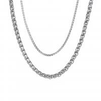 Multi слой ожерелье, титан, с 1.97inch наполнитель цепи, Двойной слой & Мужский, оригинальный цвет, длина:Приблизительно 19.7 дюймовый, продается PC