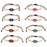Evil Eye Jewelry Bracelet Zinc Alloy with Polyester Cord & Plastic gold color plated Bohemian style & Unisex Length Approx 5.9-11.4 Inch Sold By PC