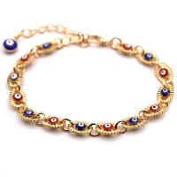 Evil Eye Jewelry Bracelet, Tibetan Style, with Lampwork, with 2.36inch extender chain, 18K gold plated, for woman & hollow, Length:Approx 7 Inch, Sold By PC