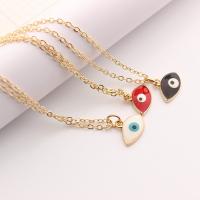 Evil Eye Schmuck Halskette, Zinklegierung, mit Eisenkette, blöser Blick, goldfarben plattiert, für Frau & Emaille, keine, Länge ca. 18.5 ZollInch, verkauft von PC