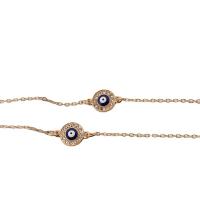 Bracelet Evil Eye bijoux, alliage de zinc, avec résine, Mauvais œil, Plaqué d'or 14K, unisexe & avec strass, Longueur:Environ 6.3 pouce, Vendu par PC