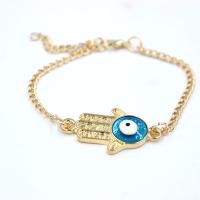 Evil Eye Jewelry Bracelet, Tibetan Style, Evil Eye Hamsa, gold color plated, for woman & epoxy gel, nickel, lead & cadmium free, Length:Approx 7-7.9 Inch, Sold By PC