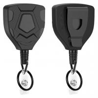 ABS Plastic Karabijnhaak sleutelhanger, met Tiger Tail Wire, Geometrisch Patroon, Draagbare & uniseks & intrekbare, zwart, 107x46mm, Verkocht door PC