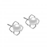 South Sea Shell Earring, 925 Sterling Silver, with Shell Pearl, platinum color plated, for woman, 6mm, Sold By Pair