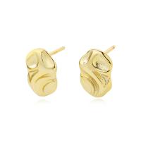 925 Sterling Silver Stud Earrings, gold color plated, for woman, 8x11mm, Sold By Pair