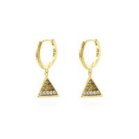 925 Sterling Silver Drop &  Dangle Earrings gold color plated micro pave cubic zirconia & for woman 23mm Inner Approx 12.7mm Sold By Pair