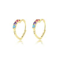 925 Sterling Silver Hoop Earrings, Heart, gold color plated, micro pave cubic zirconia & for woman, 19.50x19mm, Sold By Pair