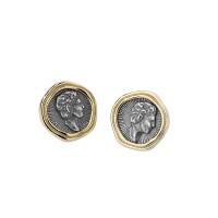 925 Sterling Silver Stud Earrings gold color plated for woman 15.50mm Sold By Pair