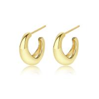 925 Sterling Silver Stud Earrings gold color plated for woman 15.10mm Sold By Pair