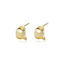 925 Sterling Silver Stud Earrings, gold color plated, for woman, 8x10.50mm, Sold By Pair