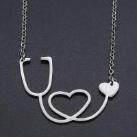 Stainless Steel Jewelry Necklace 304 Stainless Steel Stethoscope Galvanic plating Unisex & hollow Length Approx 40 cm Sold By PC