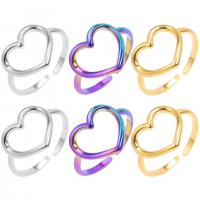 Stainless Steel Finger Ring 304 Stainless Steel Heart Vacuum Ion Plating Unisex & hollow US Ring Sold By PC