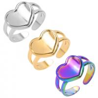 Stainless Steel Finger Ring, 304 Stainless Steel, Heart, Vacuum Ion Plating, Unisex, more colors for choice, US Ring Size:8, Sold By PC
