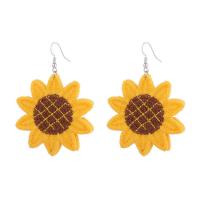 Earring Jewelry Cloth Sunflower for woman yellow Sold By Pair