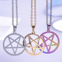 Stainless Steel Jewelry Necklace, 304 Stainless Steel, pentagram, Vacuum Ion Plating, Unisex & different styles for choice & hollow, more colors for choice, 25x27mm, Length:Approx 50 cm, Sold By PC