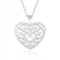 Stainless Steel Jewelry Necklace, 304 Stainless Steel, Heart, Vacuum Ion Plating, Unisex & different styles for choice & hollow, more colors for choice, 23x25mm, Length:Approx 50 cm, Sold By PC