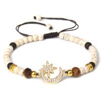 Gemstone Bracelets with Zinc Alloy Moon and Star gold color plated & Unisex Length 16-24 cm Sold By PC