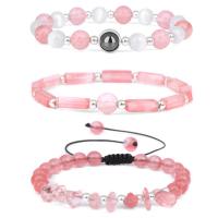 Gemstone Bracelet Set, three pieces & Unisex, more colors for choice, 3PCs/Set, Sold By Set