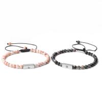 Couple Bracelet and Bangle Gemstone with Zinc Alloy silver color plated 2 pieces & Unisex Sold By Set