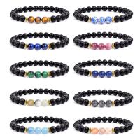 Gemstone Bracelets Abrazine Stone with Gemstone & Zinc Alloy Round gold color plated Unisex Length 7 Inch Sold By PC