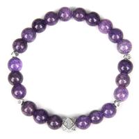Dragon Veins Agate Bracelet with Zinc Alloy Round silver color plated Unisex Length 7.5 Inch Sold By PC
