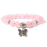 Gemstone Bracelets with Zinc Alloy Butterfly silver color plated & Unisex Length 7.5 Inch Sold By PC