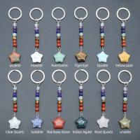 Bag Purse Charms Keyrings Keychains Gemstone with Iron Star silver color plated & Unisex 105mm Sold By PC
