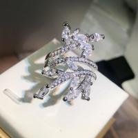 Kubisk Circonia Micro bane messing Ring, forskellig størrelse for valg & Micro Pave cubic zirconia & for kvinde, sølv, nikkel, bly & cadmium fri, 32x22mm, Solgt af PC