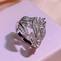 Kubisk Circonia Micro bane messing Ring, forskellig størrelse for valg & Micro Pave cubic zirconia & for kvinde, sølv, nikkel, bly & cadmium fri, 22x20mm, Solgt af PC