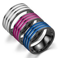 Titantium Steel δάχτυλο του δακτυλίου, Titanium Steel, διαφορετικό μέγεθος για την επιλογή & για τον άνθρωπο & σμάλτο, περισσότερα χρώματα για την επιλογή, 8x2mm, Sold Με PC