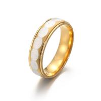 Anel de dedo de aço inoxidável, Aço inoxidável 304, tamanho diferente para a escolha & para mulher, dourado, 6mm, vendido por PC