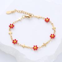 Stainless Steel Jewelry Bracelet, 304 Stainless Steel, with 1.18inch extender chain, 18K gold plated, fashion jewelry & for woman & enamel, more colors for choice, Sold By PC