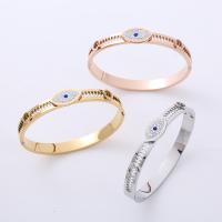 Evil Eye Jewelry Bracelet 304 Stainless Steel polished fashion jewelry & for woman & with rhinestone 85*50*70mm Sold By PC
