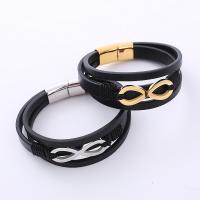 PU Leather Cord Bracelets, 304 Stainless Steel, three layers & fashion jewelry & for man, more colors for choice, 12mm, Length:Approx 7.87 Inch, Sold By PC