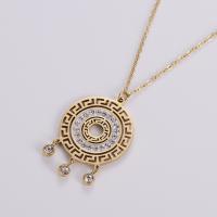 Stainless Steel Jewelry Necklace, 316L Stainless Steel, with 1.97inch extender chain, 18K gold plated, fashion jewelry & for woman & with rhinestone, golden, Length:Approx 16.54 Inch, Sold By PC