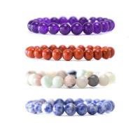 Gemstone Bracelets Amethyst with ​Amazonite​ & Blue Spot & Red Jasper 4 pieces & Unisex 8mm Length Approx 7.6 Inch Sold By Set