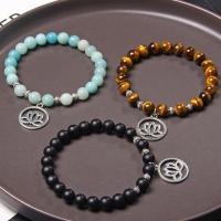 Gemstone Bracelets with Zinc Alloy & Unisex 8mm Sold Per Approx 7-8.6 Inch Strand