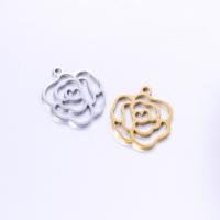 Stainless Steel Flower Pendant, 304 Stainless Steel, Vacuum Ion Plating, DIY, more colors for choice, 15x18mm, 5PCs/Bag, Sold By Bag