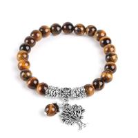 Natural Tiger Eye Bracelets with Zinc Alloy & for woman Sold Per Approx 7-8.6 Inch Strand