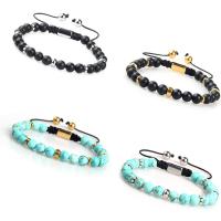 Gemstone Bracelets with Zinc Alloy handmade & Unisex 8mm Length Approx 7-8.6 Inch Sold By Bag